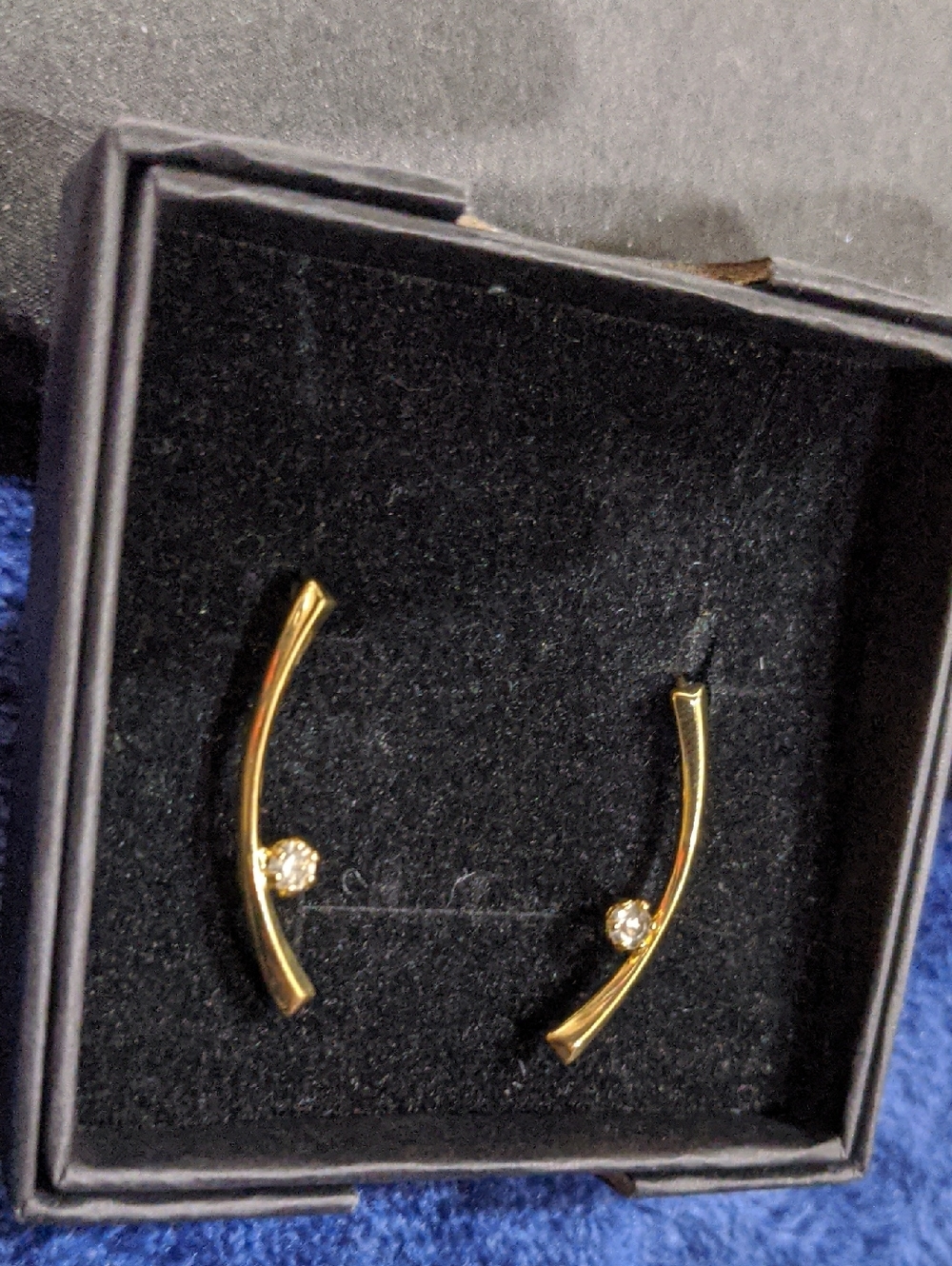 Gold Curved Bar Crystal Earrings
